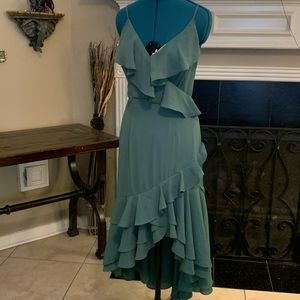 Sage green high low dress from Lulu’s
